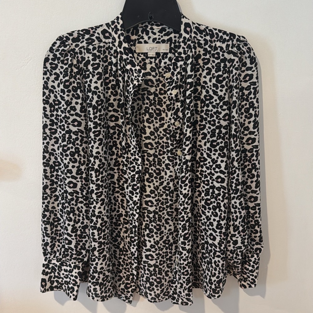 LOFT Monochrome Animal Print Blouse